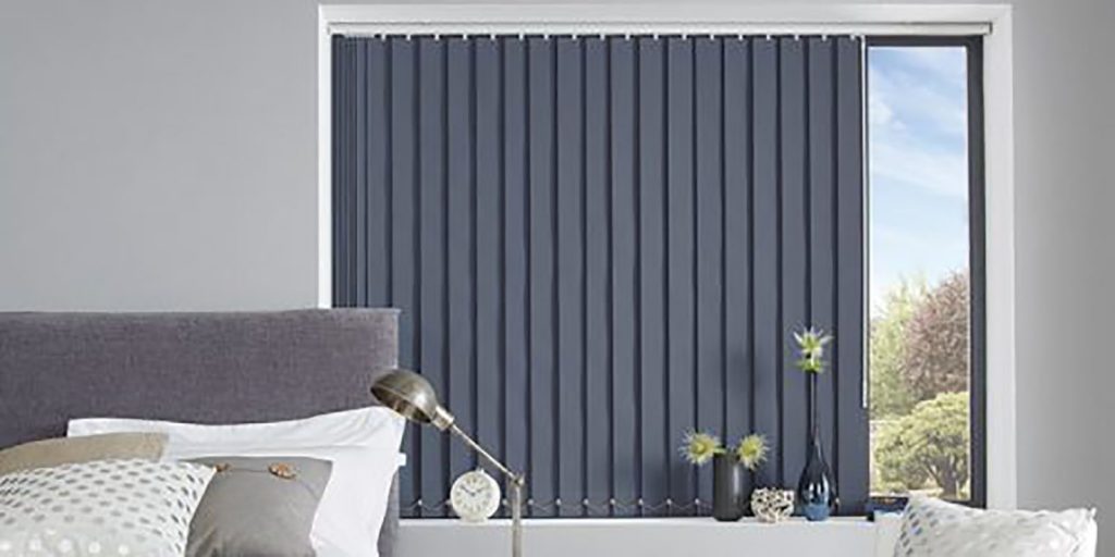 vertical blinds in a beadroom